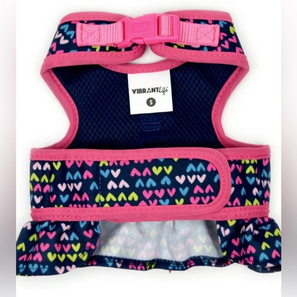 NWT Lot of 2x [Vibrant Life] Girly Dog Ruffle Heart Harness & Bandanna Sz Medium